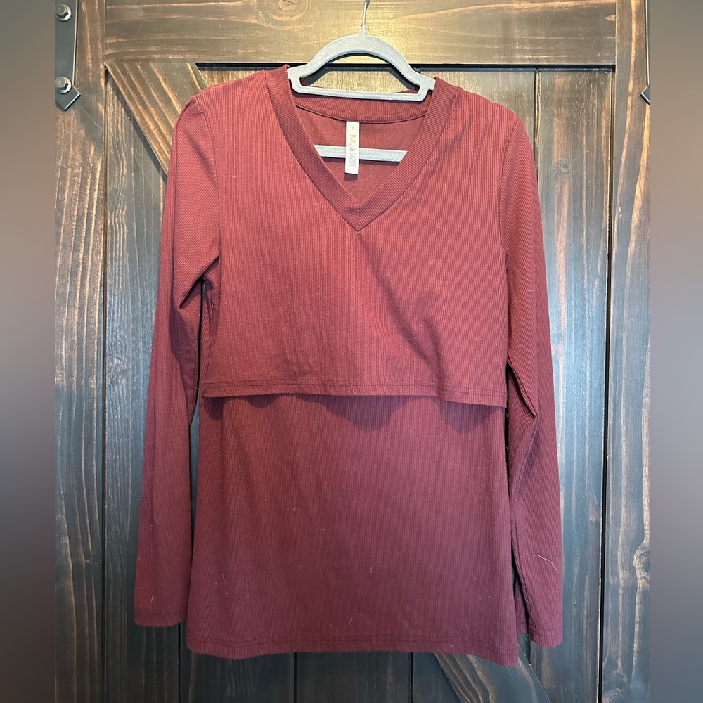 Long sleeve nursing shirt- ribbed